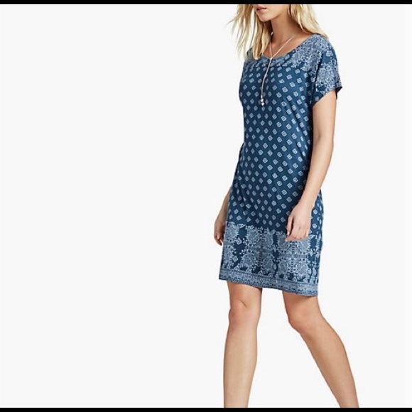 Lucky Brand Blue Paisley Bandana Shift Tee Dress - Picture 4 of 8